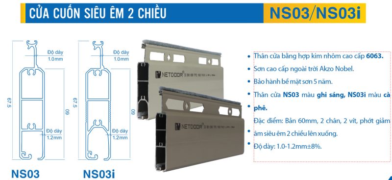 Cửa cuốn khe thoáng NS03 và NS03i