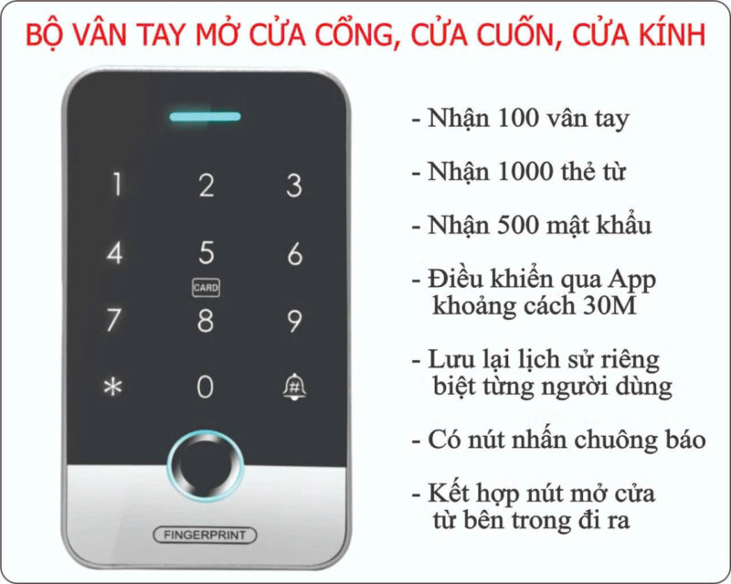 Mở khóa cửa cuốn bằng vân tay